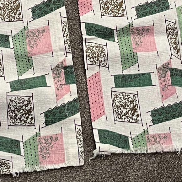 Mid-Century Bark Cloth Cafe Curtain Set - Picture 8 of 12